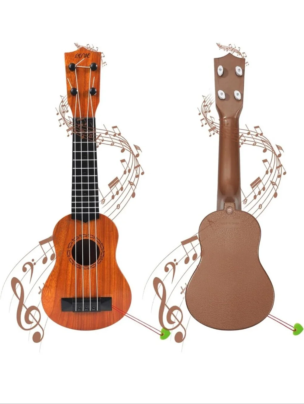 Kids Wooden Ukulele Toy - Natural Wood Finish